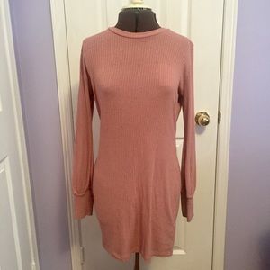 Super Soft Cotton Pink Long Sleeve Bodycon Dress L